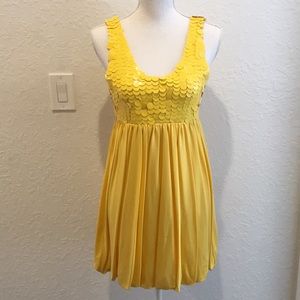 Alice + Olivia Yellow bubble sequined top dress
